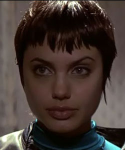 Angelina Jolie from movie hacker when she had pixie haircut in 1995