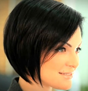 bob haircut classic in black hair color side view with