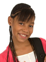 partial braided hair with straight fringe