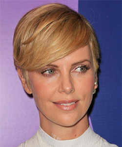 charlize theron with grown pixie haircut front