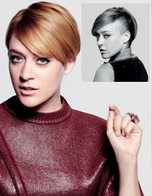 short side shaved hairstyle with strawberry blond
