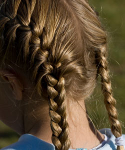 large view french braids on both sides