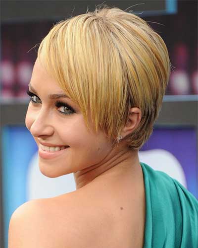 Hayden with close crop and side sweep fringe - side view