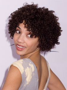 curly hair model - above shoulder short