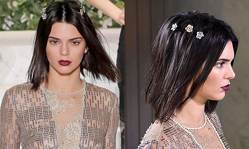 kendall jenner with decorative amll hair pins