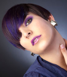 cute short hair with purple and blue color tones