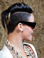 Rihanna with sculpted hair and short side