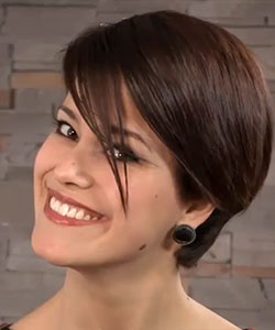 sleek side bangs style from side view
