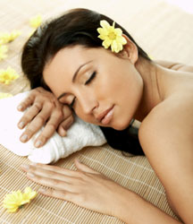 beautiful woman in spa sleeping and resting