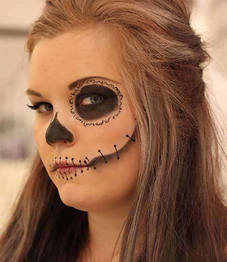 Easy And Fun Halloween Sugar Skull Make Up for Kids