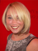 short blonde straight hair styled in bob