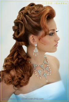 red brunette wedding style with loose curls 