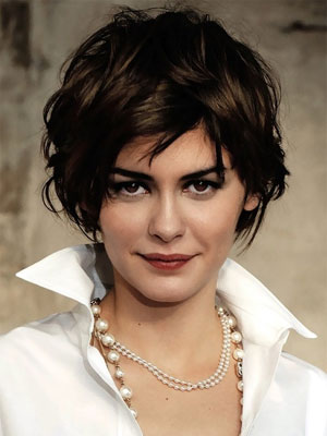 Audrey Tautou with tousled wavy hair