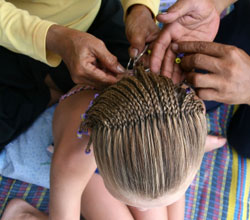 Braiding the kids hair