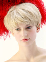 catwalk model short blond hair