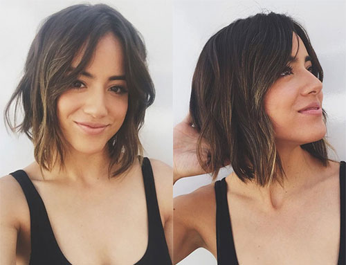 Chloe Bennet with shorter haircut for the role of Skye