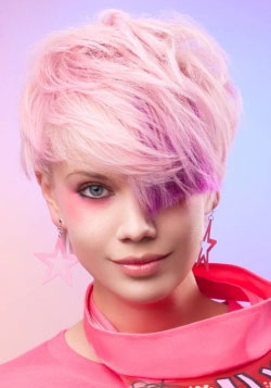 pink hair color with violet highlight