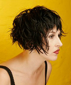 short hair wet look