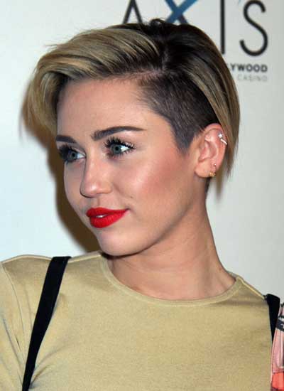 Miley Cyrus undercut with side bangs