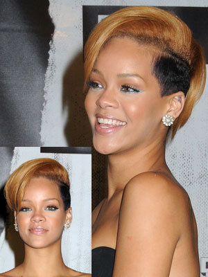 Rihanna with side shaved short hair