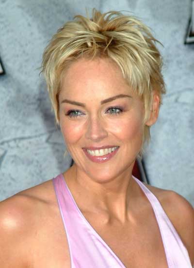 Sharon Stone very short hair style