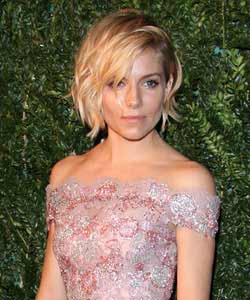 Sienna Miller with choppy bob in waves front view