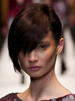 side fringe asian model dark hair color