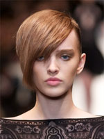short hair appearance with side bangs runway style