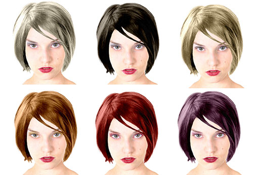 same model with 6 different hair colors
