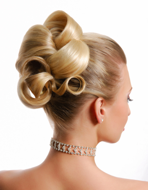 Hair Makeup on Classic Barrel Curls Updo For Wedding