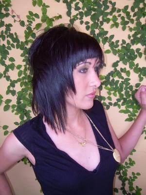 Razor Hair Cut with Short Bangs. by Danielle (Florida)