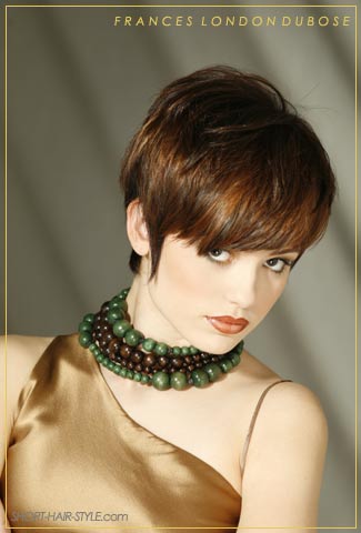 Short crop hairstyle in brunette hair color
